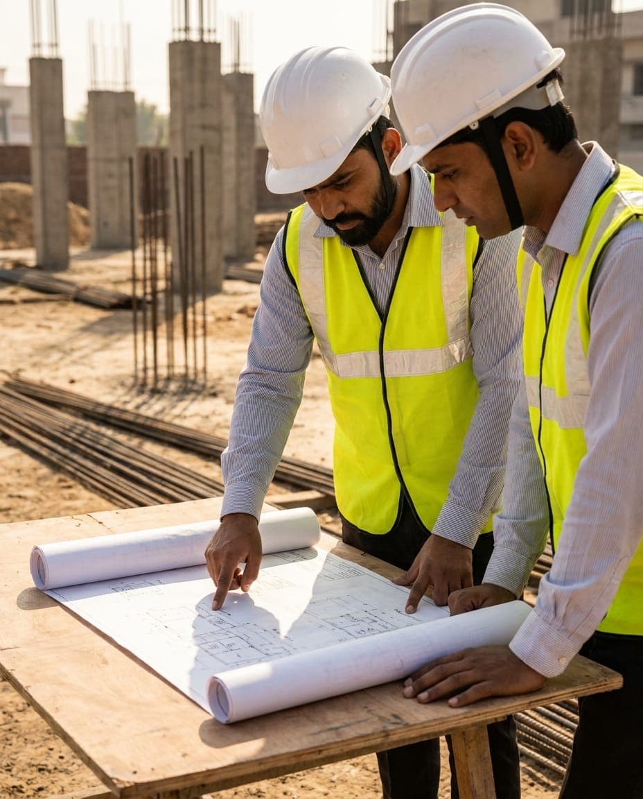 EmpireTech Global engineers reviewing drawings on site