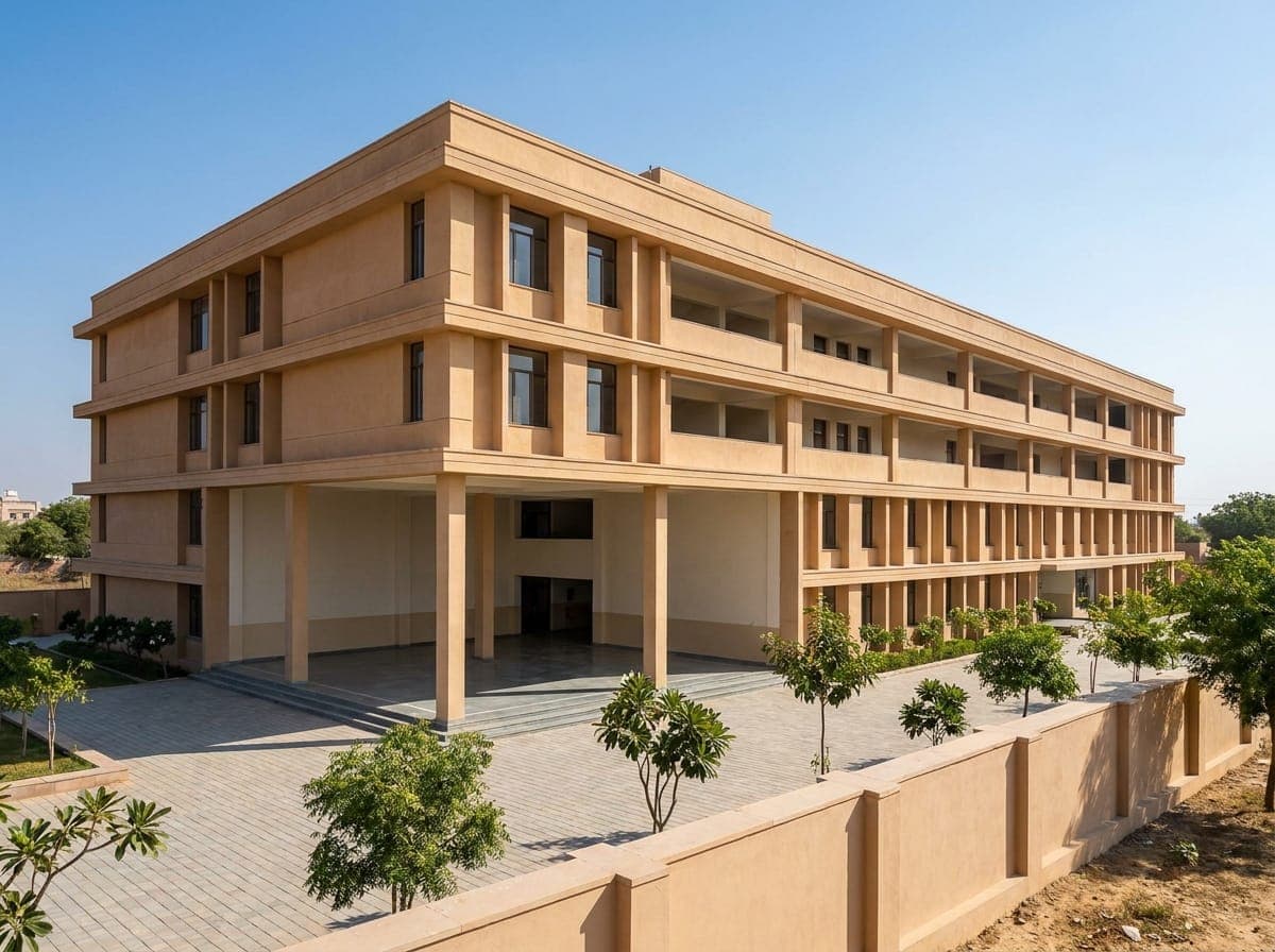 Newly built modern school campus building